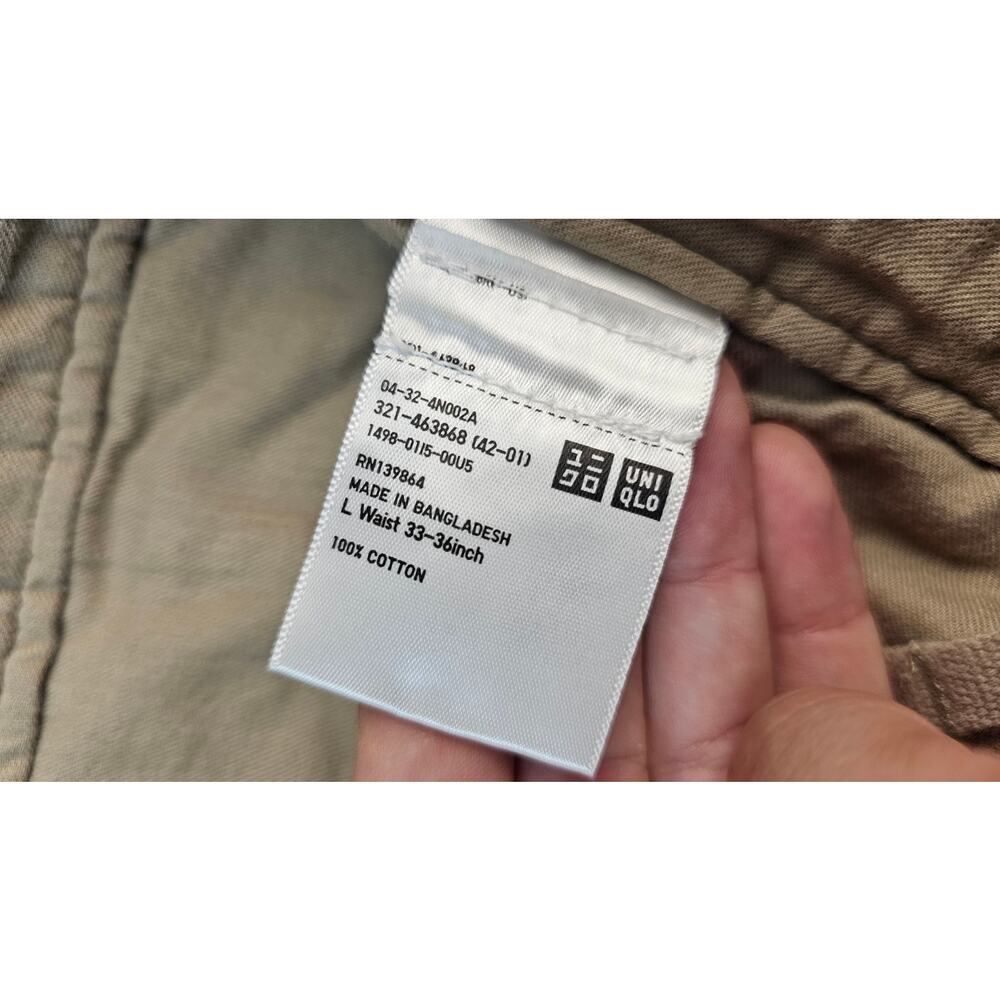 33-36 inches L uniqlo khaki tan 6.5" insm work everyday shorts drawstring waist - Picture 4 of 8